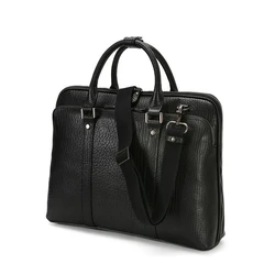 Highend Black Coffee Bark Pattern Genuine Leather Men Briefcase Male Portfolio 15.6'' Laptop Business Men Messenger Bag M0089