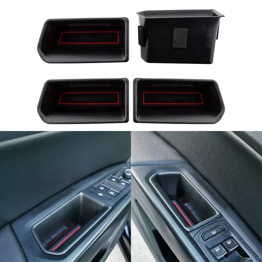

For Volkswagen VW Teramont Atlas 2017 2018 2019 Car Inner Side Door Handle Armrests Storage Organizer Box Cover Accessories