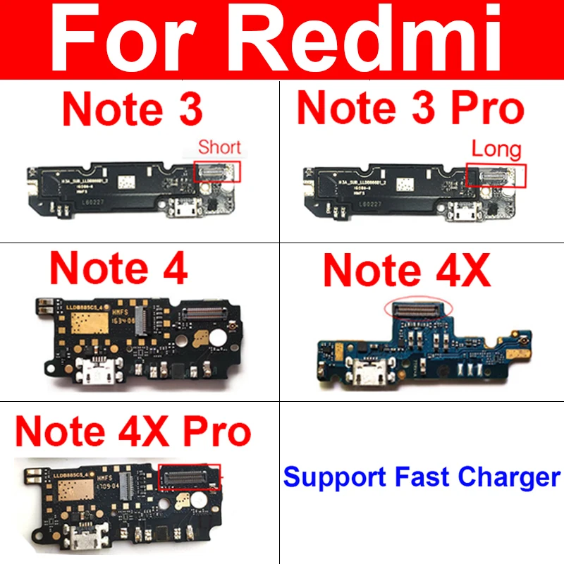 Placa de carga USB para Xiaomi Redmi Note 3 Pro Note 4 4X Pro, placa de base de carga USB, puerto USB, piezas de reparación de cable flexible