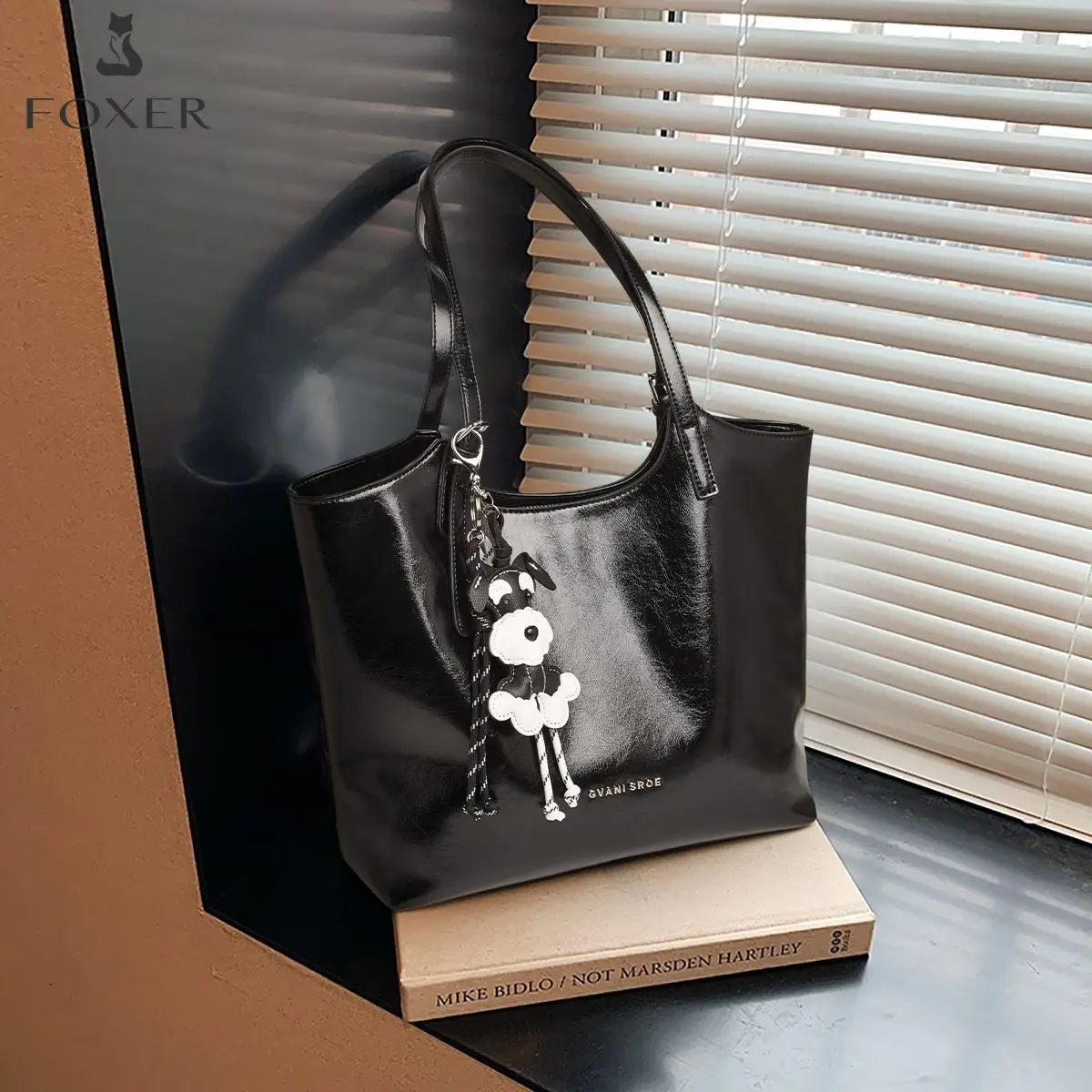 FOXER Soft PU Leather Tote Bag Women Large Capacity Shoulder Handbag Casual Commuter Office Lady Top Handle Purse