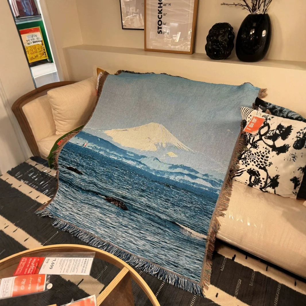 Japanese Mount Fuji Scenic Carpet Healing Series Single Sofa Cover Four Seasons Blanket  Camping Carpet Wall Tapestry