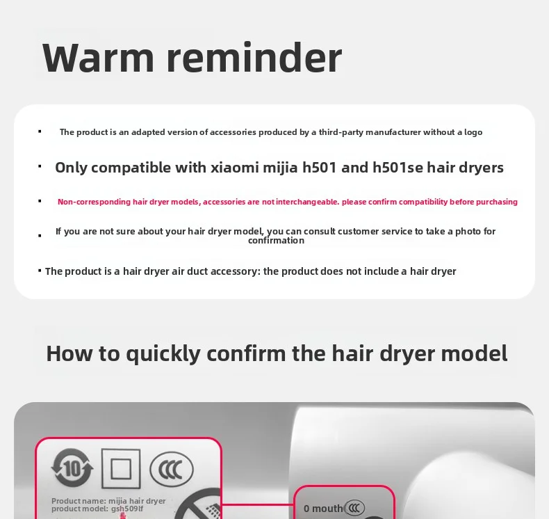 Für Xiaomi Mijia Haartrockner Trocknen Modellierung Mundstück Zubehör H501/H501SE – Detail 5