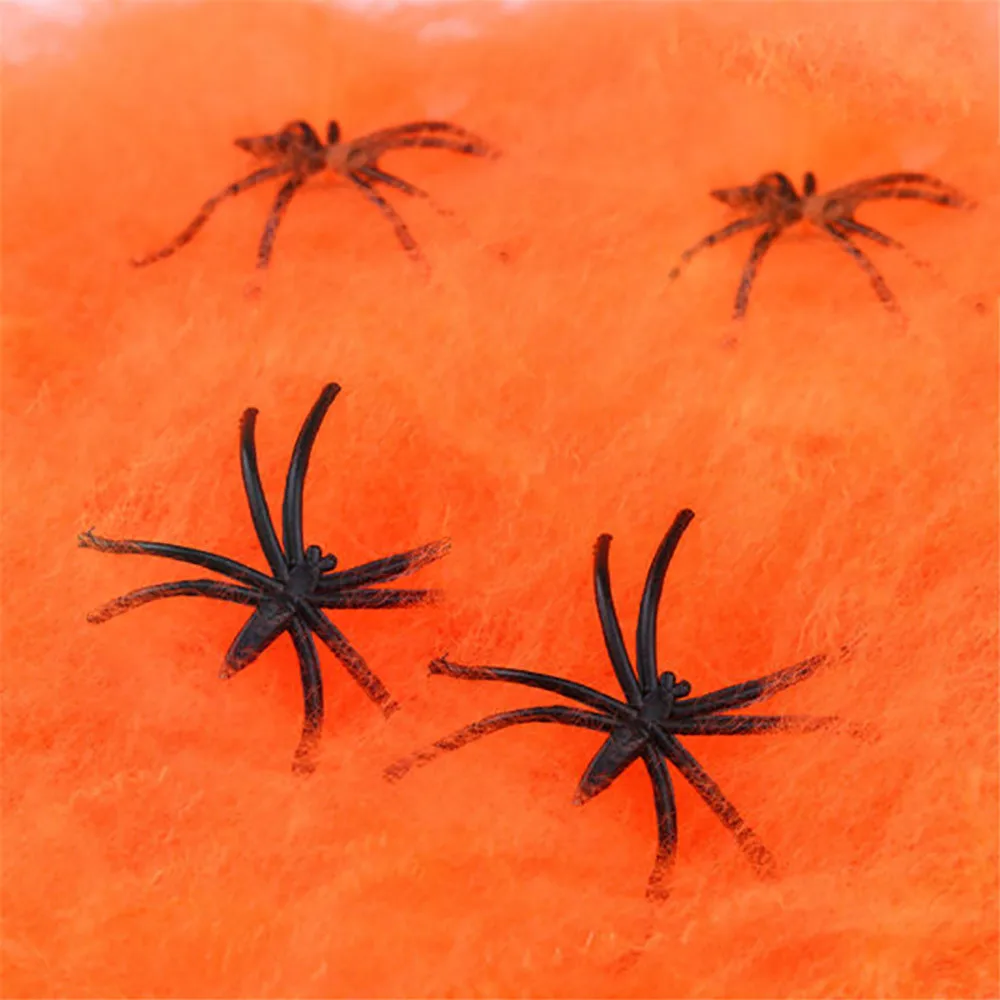 Ragno di Halloween Tela di cotone con quattro ragni Decorazione Atmosfera di Halloween Forniture per decorazioni per la casa per feste in giardino all'aperto