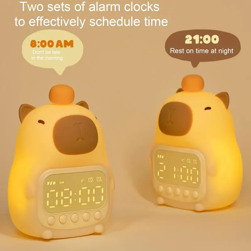 Cute Capybara Alarm Clock Night Light Timing Silicone Pat Lamps Dimming Silicone Lamp Rechargeable Portable And Dimmable