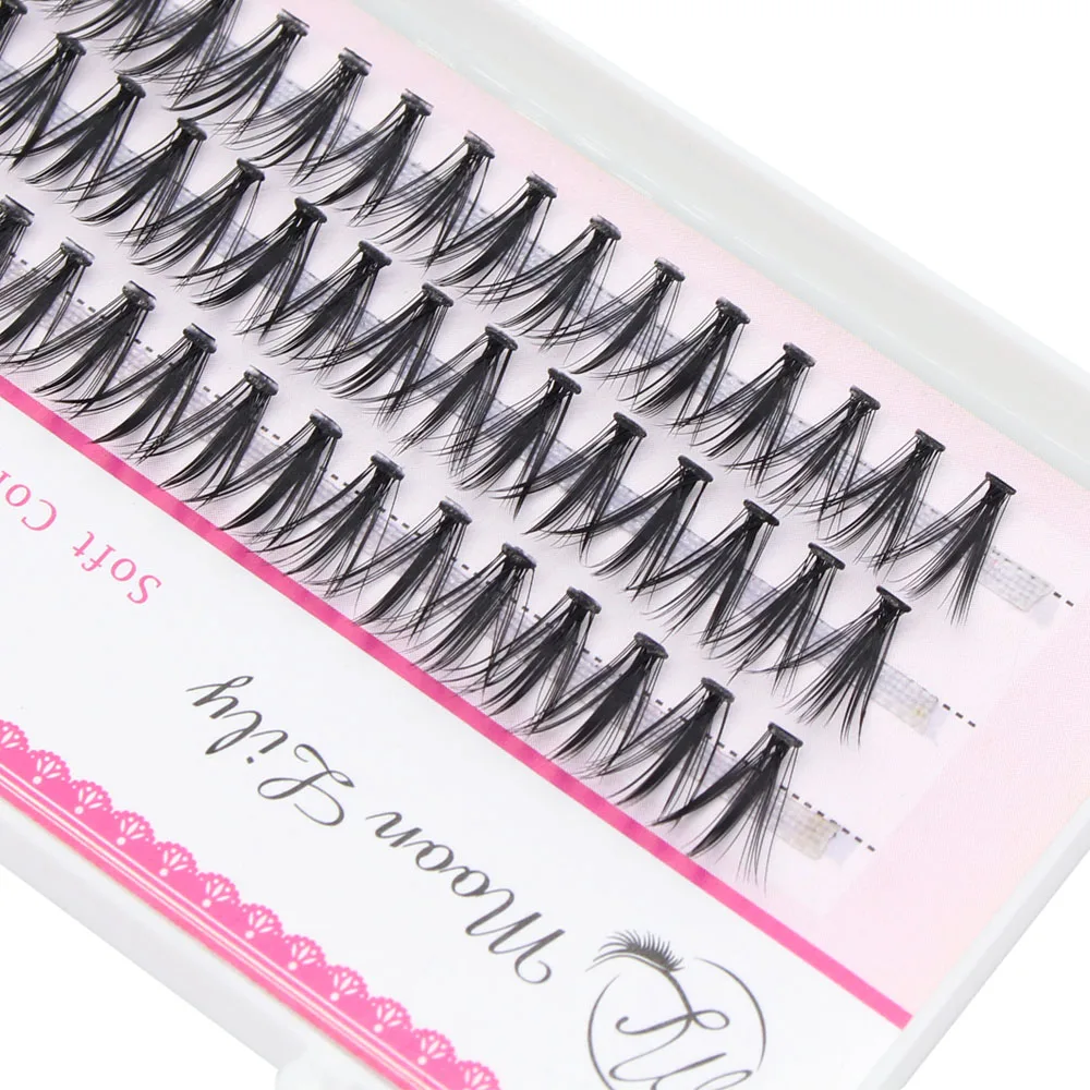 Moonlily 60 Bundles Silk Soft Mink Eyelashes Extension Natural 3D Russian Volume Faux Individual 20D Cluster Lashes Makeup Cilia