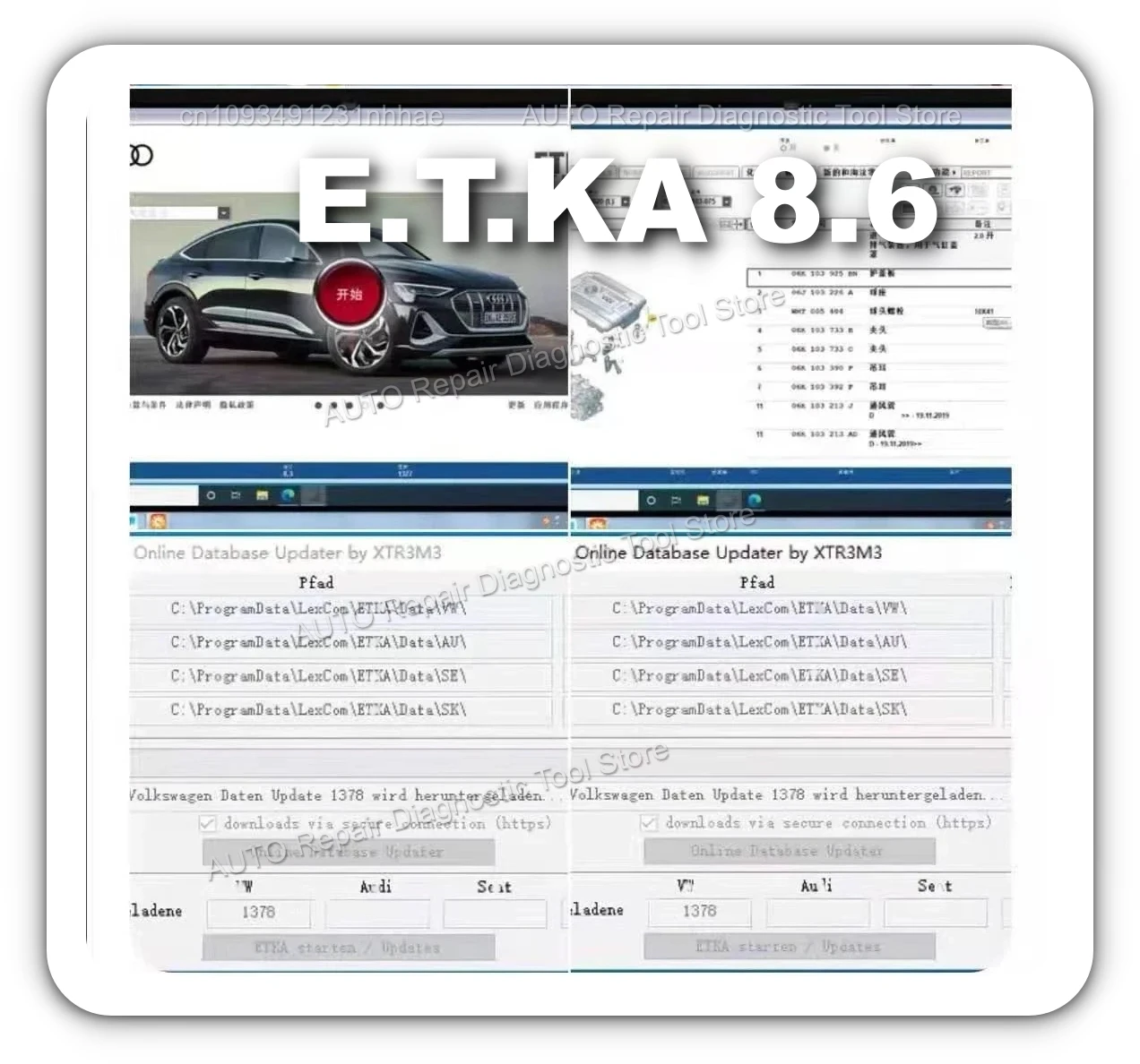 2025 ¡CALIENTE! Software Etka 8,6, Software de reparación de automóviles, grupo de vehículos, catálogo de piezas electrónicas para A-udi para V-W SE/AT+SKO/DA ETKA