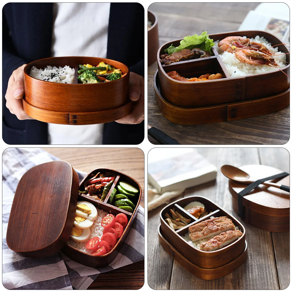 

Wooden Lunch Box Bento Large Capacity Food Container for Family Work School Picnic Reusable Safe Environmental Friendly Kids