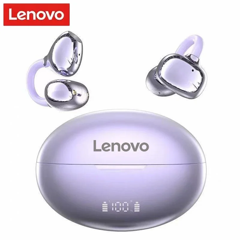 Auriculares Lenovo Q108 con Clip para la Oreja, Inalámbricos Bluetooth OWS, Pantalla Digital, Auriculares Deportivos para Juegos, Sonido Envolvente HIFI, con Micrófono