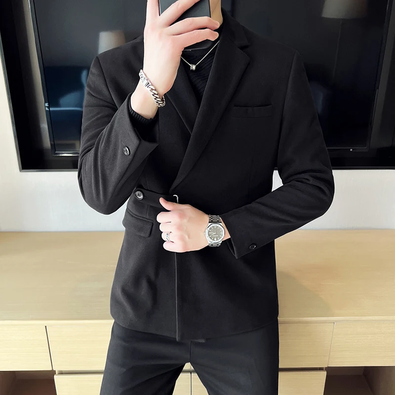 Caramel Colour Men Slim Office Blazer Jacket Fashion Solid Mens Suit Jacket Wedding Dress Coat Casual Business Male Suit Coat