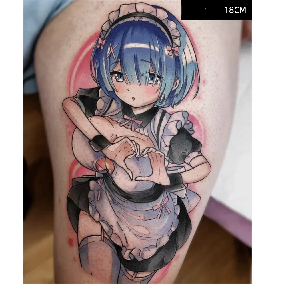 Anime Re Kara Hajimeru Isekai Seikatsu Rem Temporary Tattoos Cartoon Waterproof Fake Tattoo Tatoo Body Sticker for Woman Man