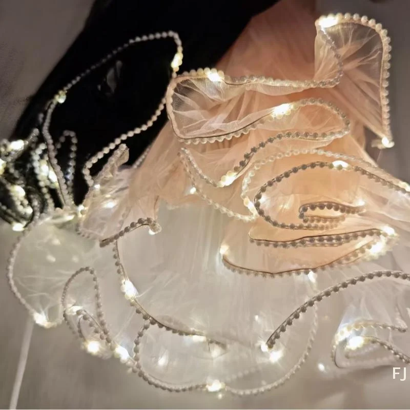 

[YU] 1 шт. Сетчатая ткань с жемчужным кружевом и волнистой нитью для упаковки букетов, декоративная бумага для цветов со светодиодами, для свадеб и подарков на день рождения