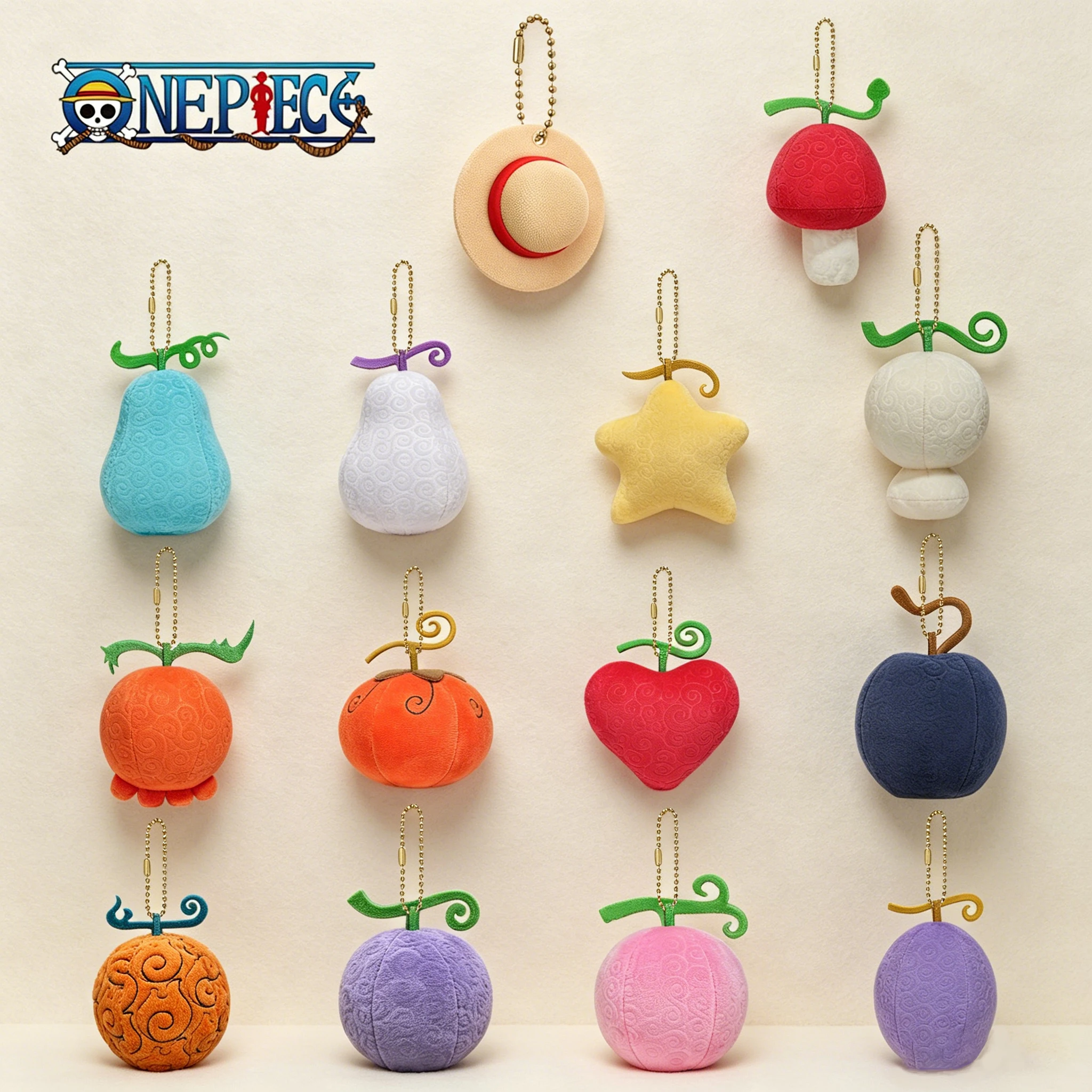One Piece Luffy Teufelsfrucht Plüsch-Schlüsselanhänger Weicher Anime-Anhänger für Rucksack Tasche Gum-Gum Flame Op-Op Revive Fruit Charm Geschenke – Detail 2