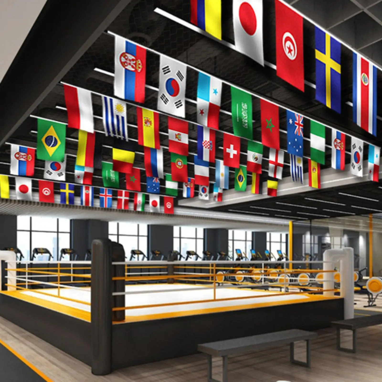 Ensemble de 48 drapeaux de pays pour la Coupe du Monde 2026, guirlande de drapeaux double face pour les événements sportifs, les célébrations et les grandes inaugurations
