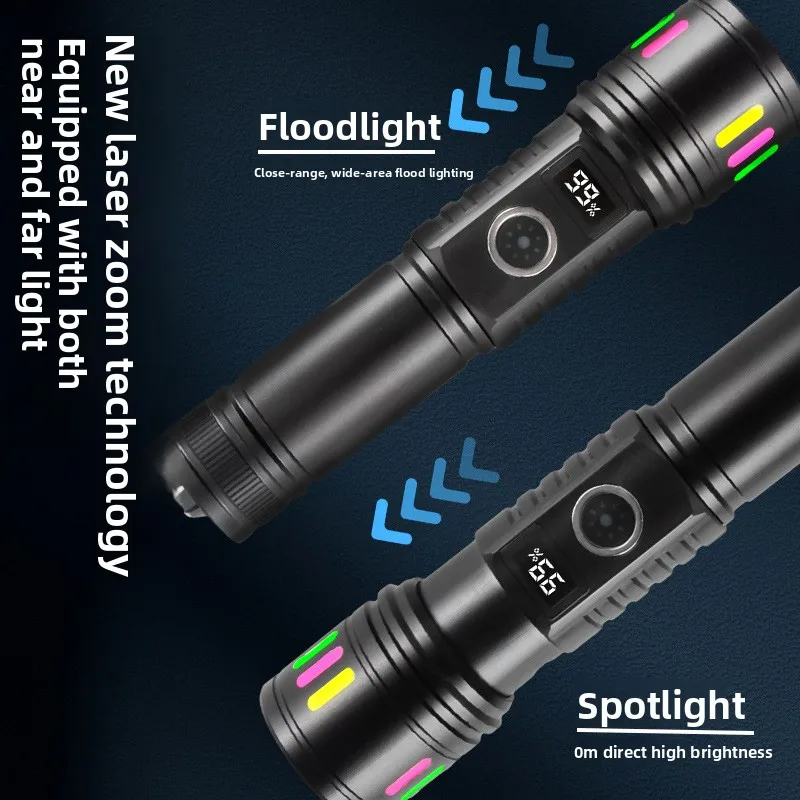 Alloy Flashlight - Long-Range, Ultra-Long Runtime, Fast Charging with Digital Power Display - White Laser Torch, Hot Selling
