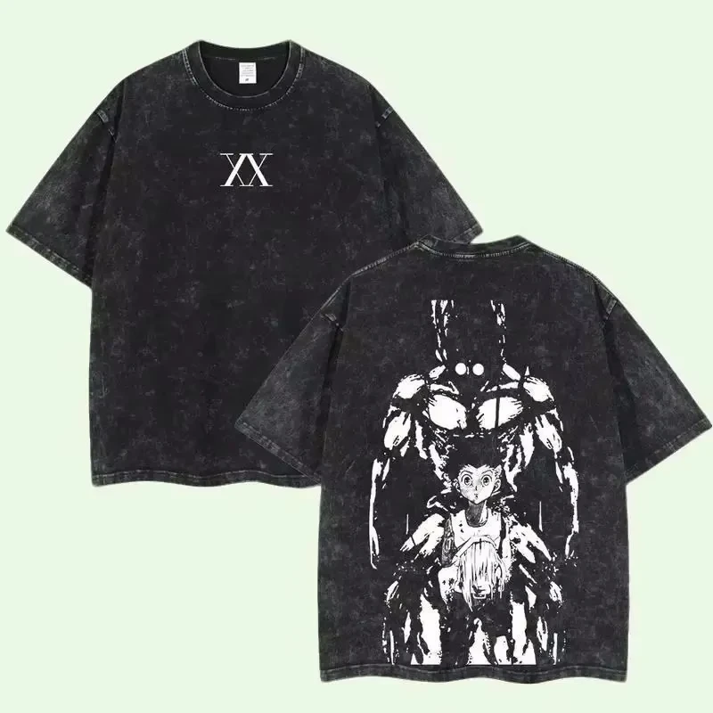 Gon Freecss Hunter x Hunter Anime Graphic T‑Shirt, Retro Cotton Unisex Casual Oversized Short Sleeve Streetwear Daily Wear Tops