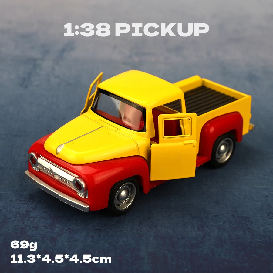 (Box) 1/36 Scale, Two-Tone Vintage Pickup Truck Style Toy Car, Powerful Spring, Metal Casting, Boy's Toy, Best Gifts