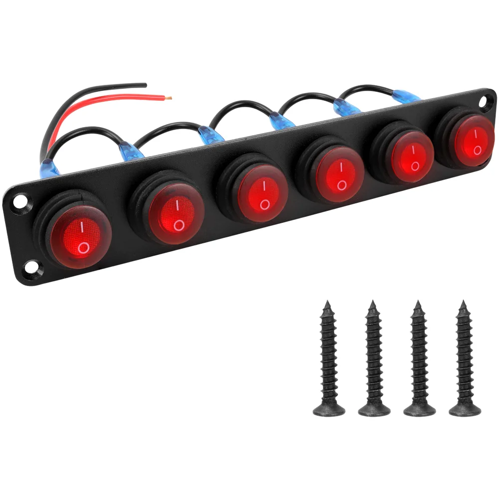 

6 position round waterproof rocker switch panel LED illuminated for marine motorhomes automotive outdoor equipment