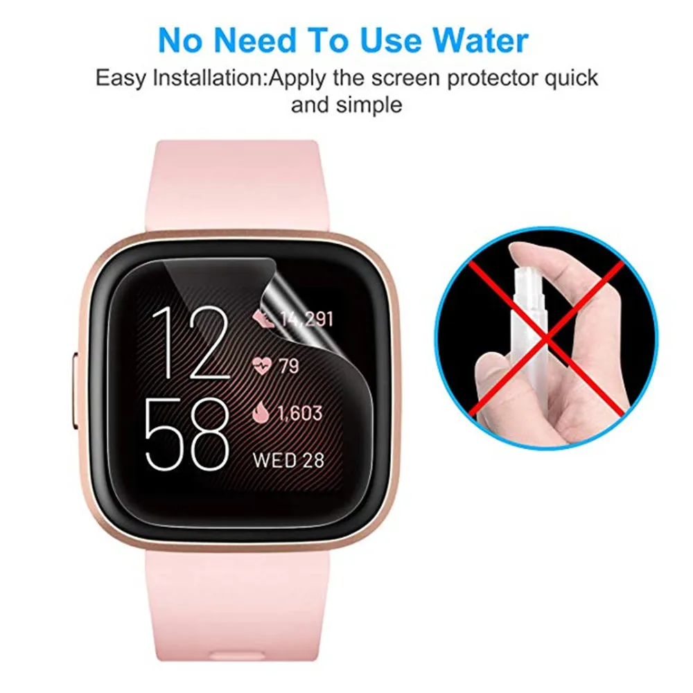 TPU Film For Fitbit Versa 2 3 4 Scratch Proof Screen Protector For Fitbit Sense Sense2 Soft Hydrogel Protective Film (not glass)