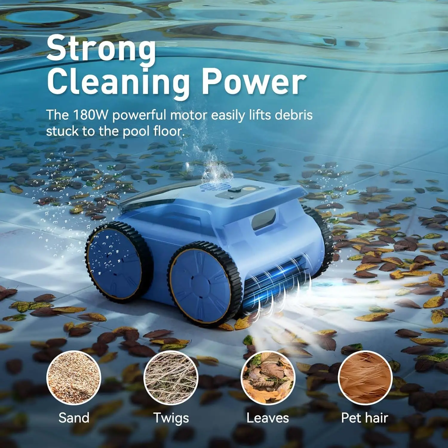 Cordless Robotic Pool Cleaner, 180 Mins Runtime Self-Parking Pool Vacuum For Above Ground Pools, Wall Climbing Automatic Pool Ro view 5