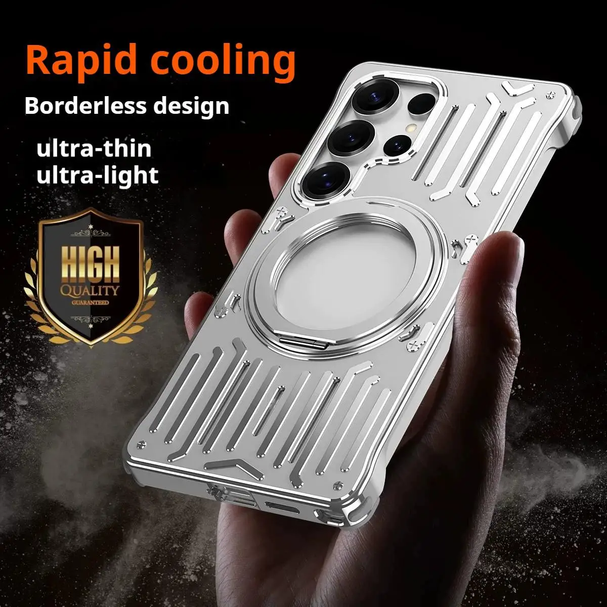 For Samsung Galaxy S25 S24 S26 Ultra Metal Aluminum Alloy Magnetic 360° Bracket Case Quick cooling Heat Dissipation Cover