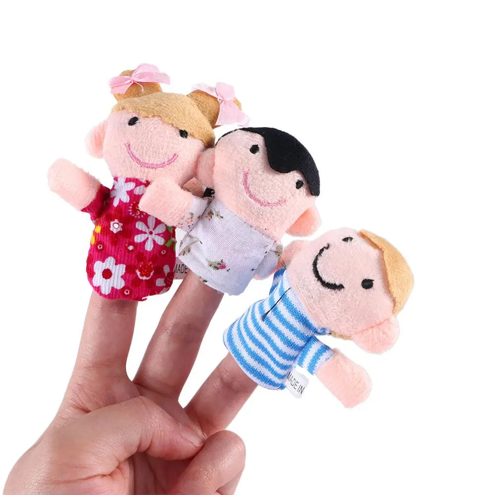 6 stks/partij Educatieve Geschenken Doek Pop Speelgoed Cartoon Pop Handpop Familie Vingerpoppetjes Set Speelgoed Vinger Pop