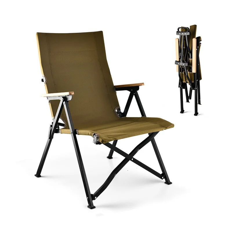 Outdoor Garden Camping Folding Chairs with Iron Frame Portable Beach Chair