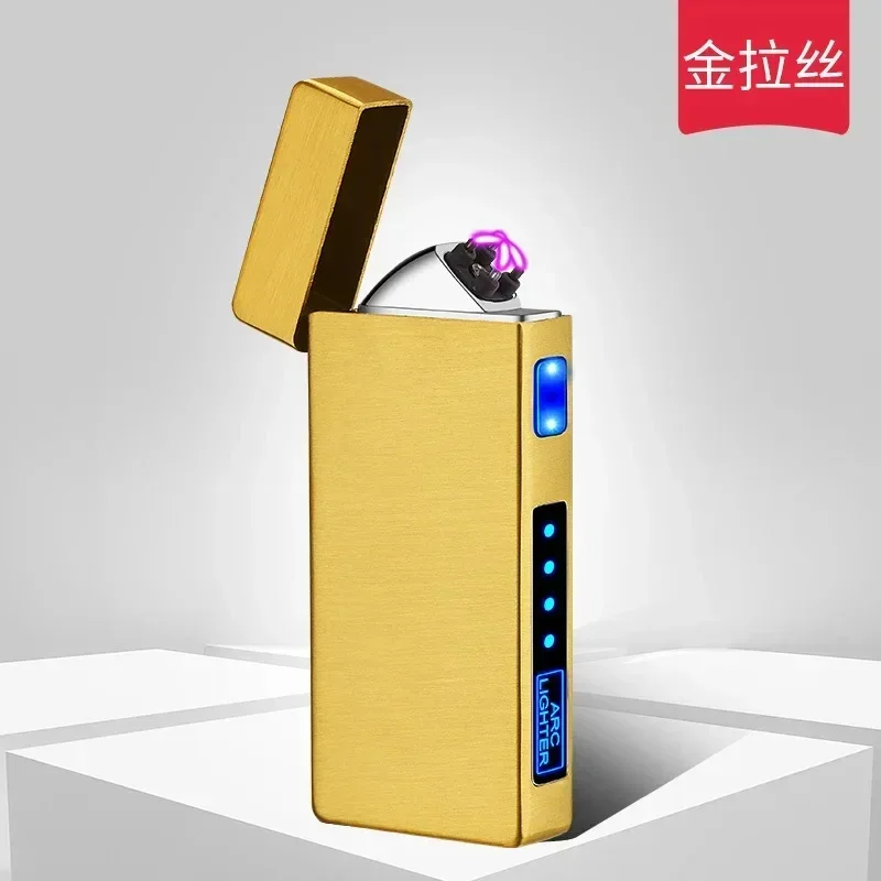 2023New USB Metal Double Arc Windproof Plasma Lighter, Touch Induction Lighter, LED Display Screen, High-end Gifts for Men