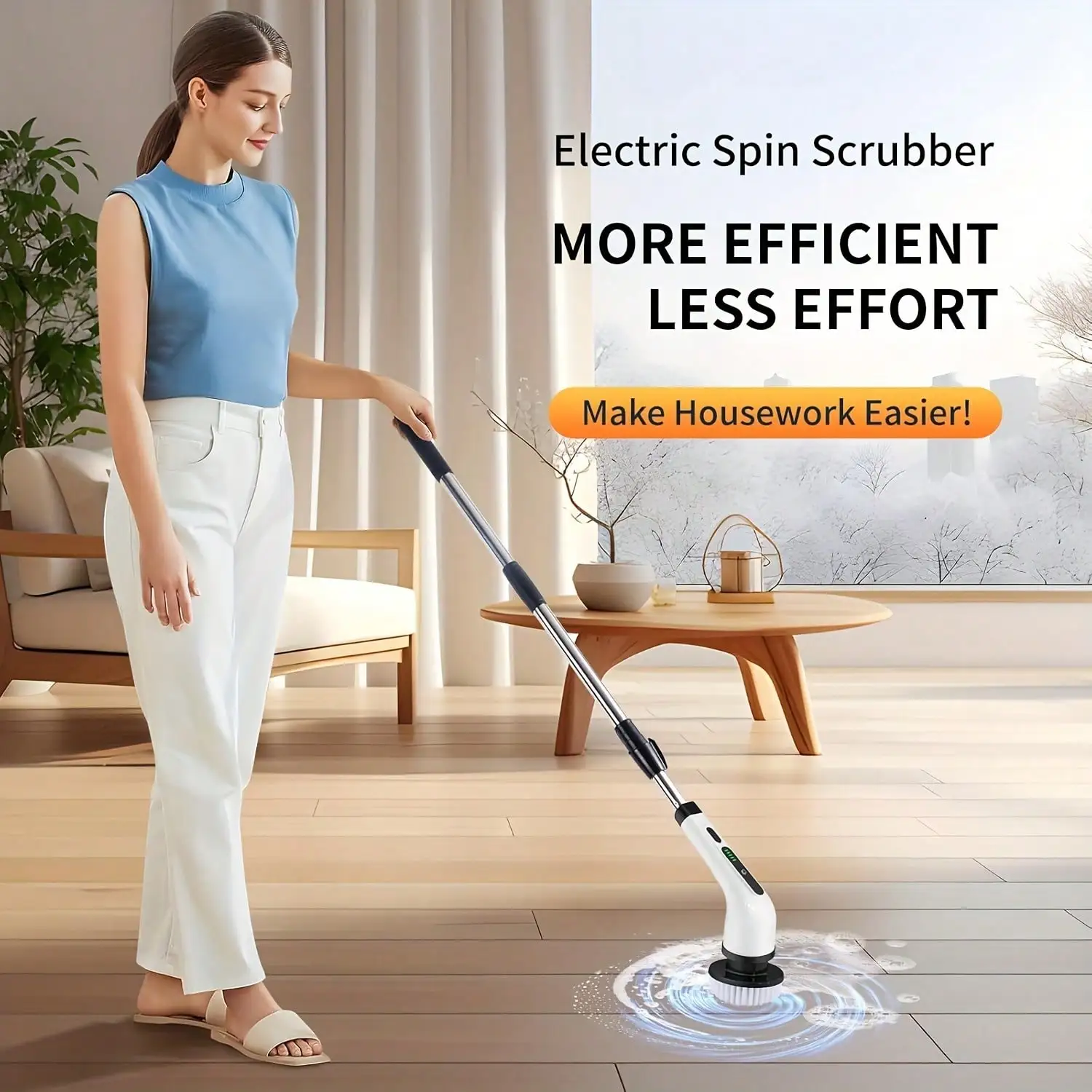 2026 Electric Rotating Cleaning Brush, Rechargeable Cleaning Brush, Shower Cleaning Brush With 9 Brush Heads, 2 Hours Of Battery Life, Dual Speed Adjustment, Retractable Handle, Suitable For Bathtubs, Tiles, Floors, Cars, Household Essentials