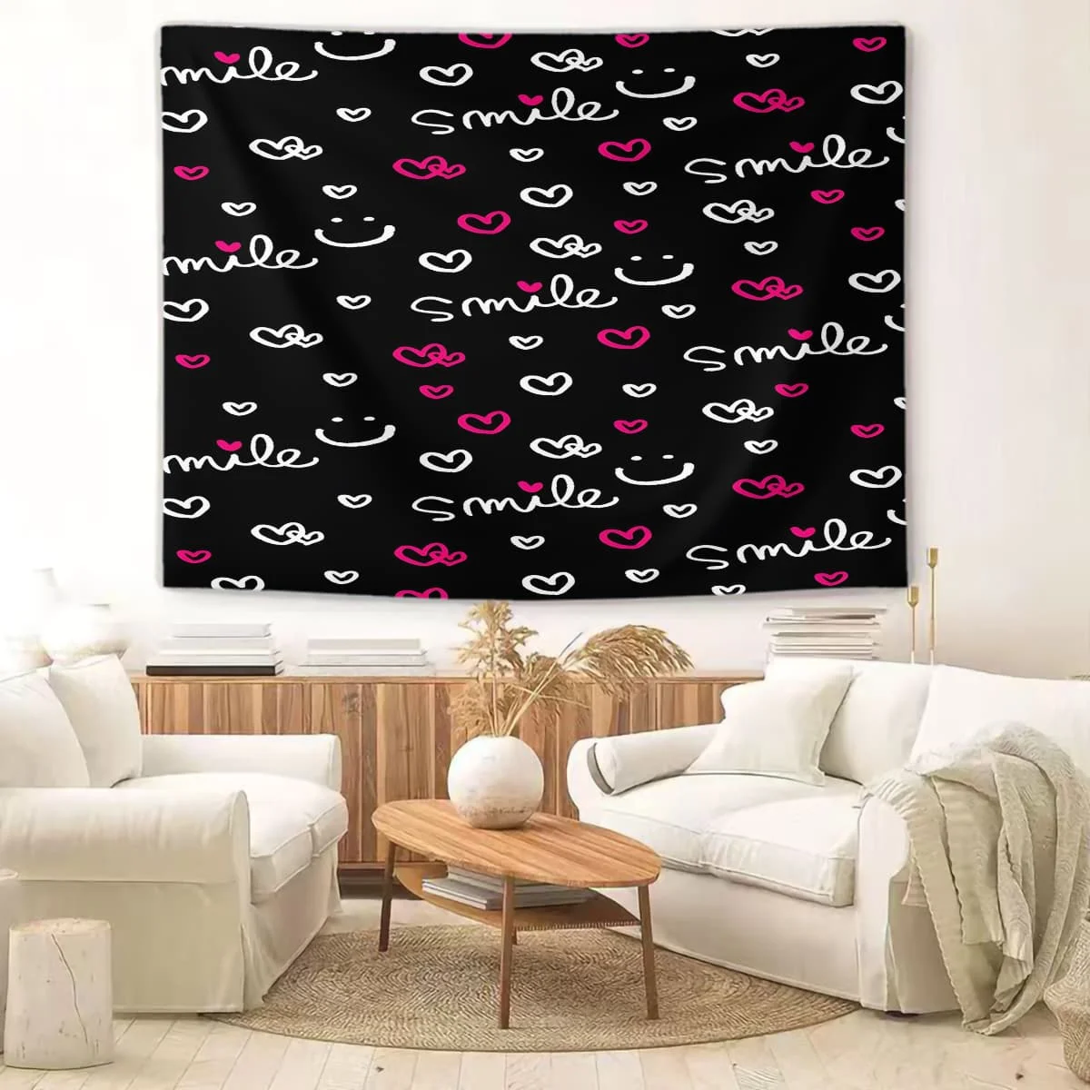 

Гобелен «Черное сердце»: художественный декор для стен с ручной росписью и мотивами в виде сердец, идеально подходящий для яркой и уютной домашней атмосферы