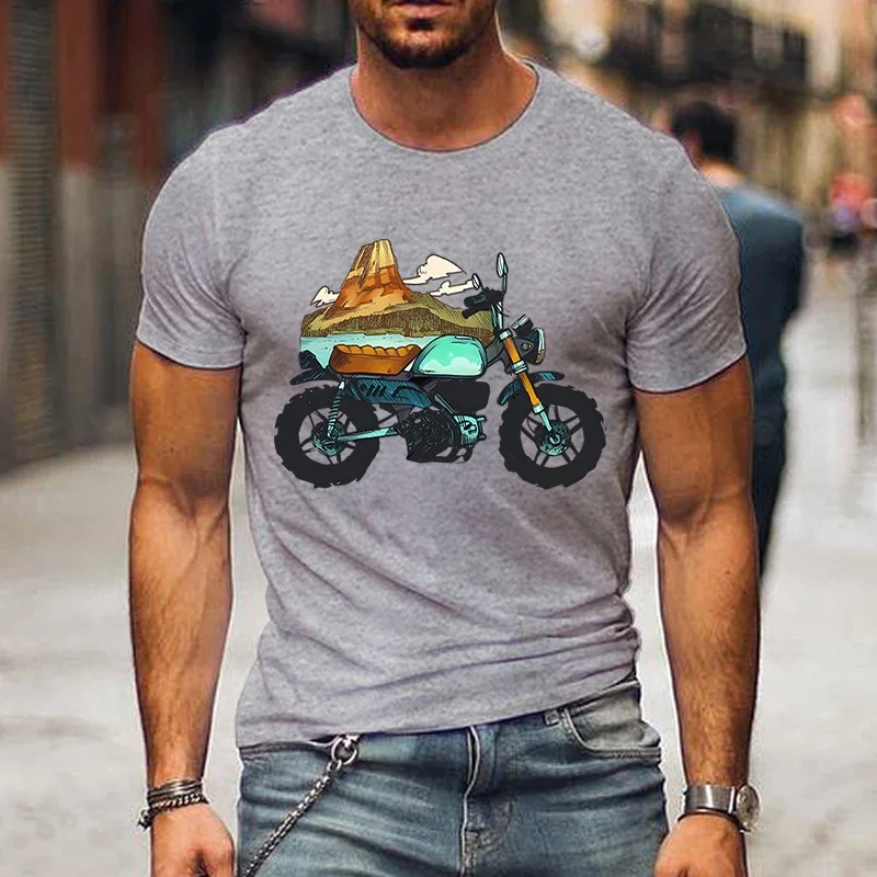 moda motosiklet gevşek erkek gömlek Dağ motosiklet baskı erkekler t-shirt komik tarzı tişörtleri kadın erkek marka T Shirt