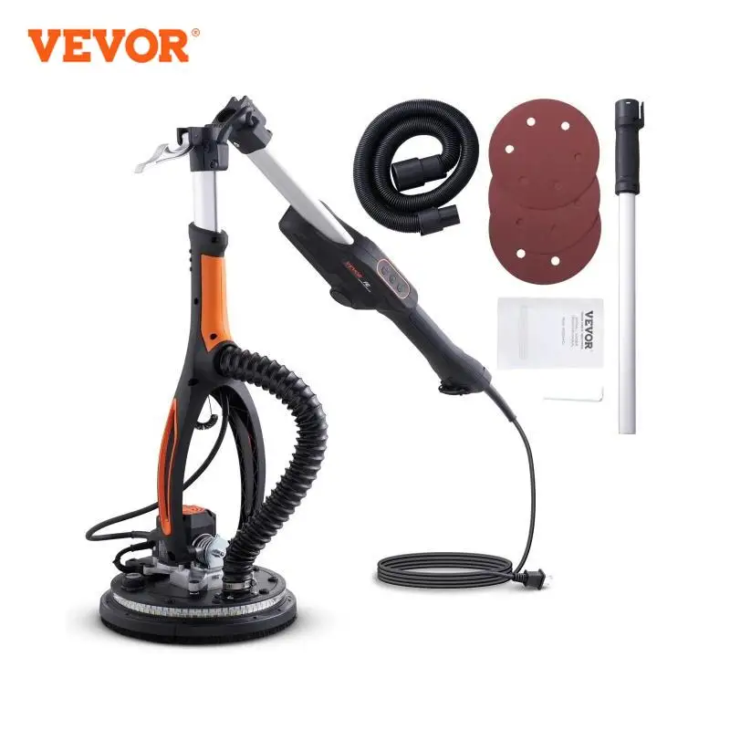 VEVOR 215MM Electric Drywall Sander Brushless Pole Wall Polisher 810W Dry Wall Sander LED Strip Light Wall Sanding Household