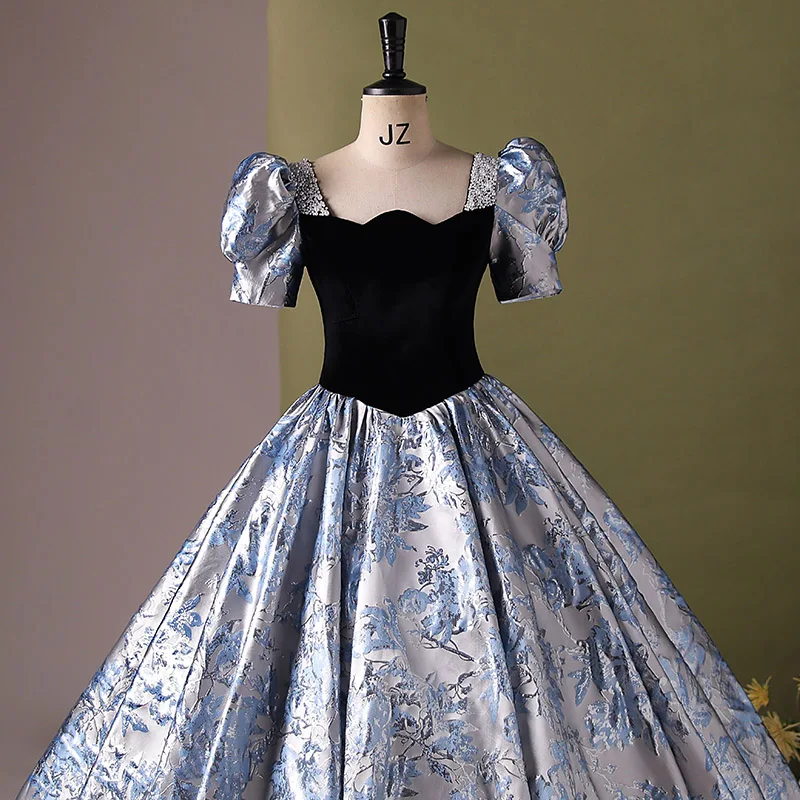 Sonhar-vestido de baile de quinceañera, manga abullonada, vestido de fiesta de lujo, talla grande, 15 años