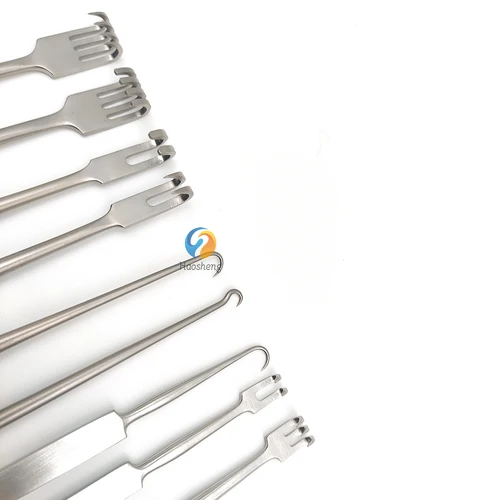 Imagen 2 del producto Ganchos para la piel, 2 puntas, 16cm, Retractores cosméticos, gancho de tracción individual, instrumentos quirúrgicos de plástico microquirúrgicos roma afilados