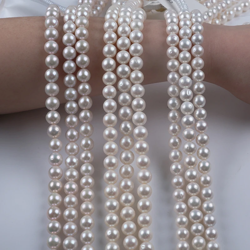 

10-11mm AAA AA A natural white freshwater round pearl beads strand for jewelry making