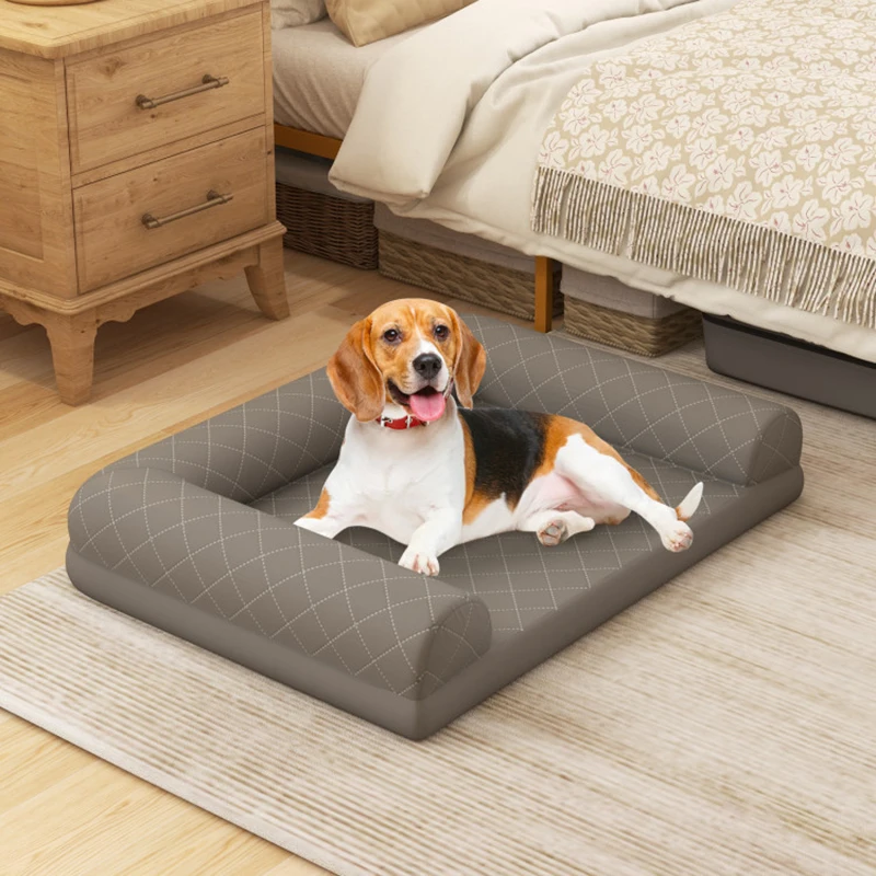 Comfortable Bolster Design pet bed for dogs cats Egg-Foam Dog Crate Bed with 3-Side Bolster and Removable Washable Bed Cover