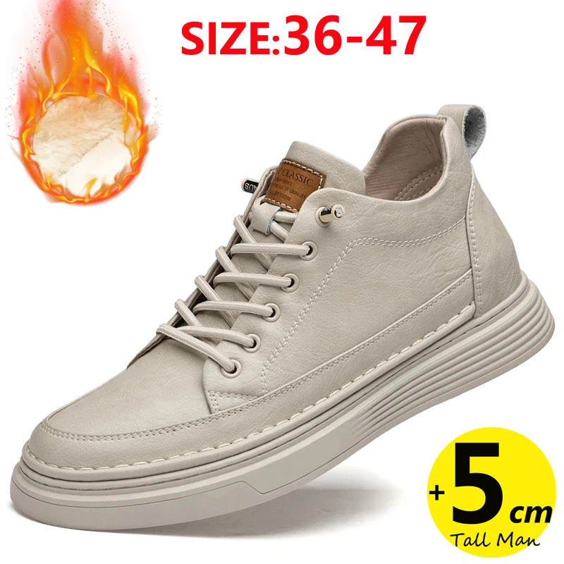 

Winte Warm Men Booster Sneakers Chunky Elevator Shoes Height Increase Insole 5cm Plus Size 36-47