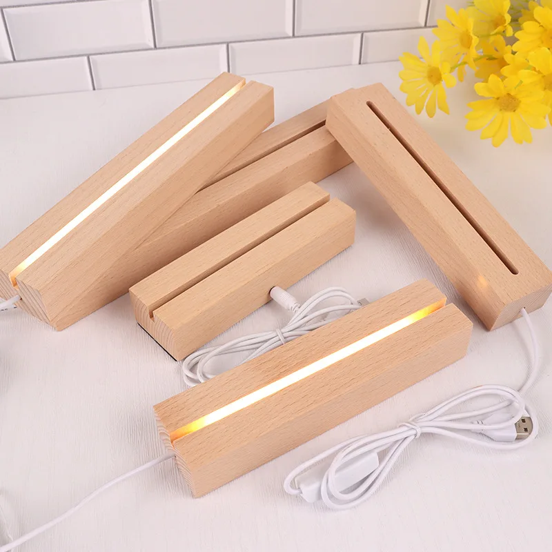 

Wooden Rectangle 3D Night Light Illusion Base Wood lamp base Acrylic Light base nightlight LED