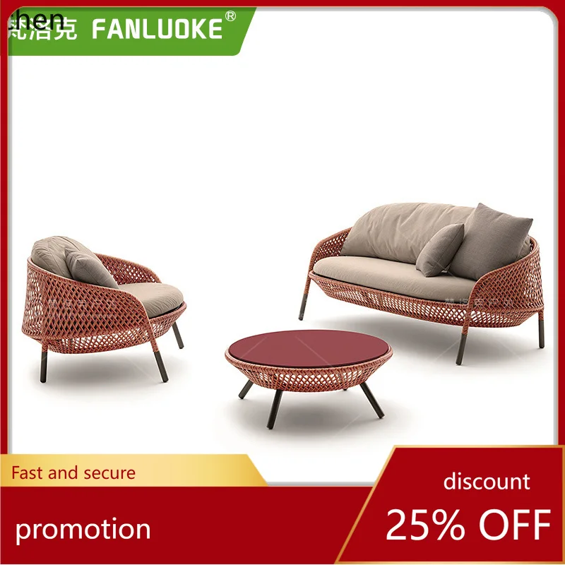 

CZ Outdoor Sofa Rattan Woven Sofa Terrace Leisure Rattan Chair Sofa