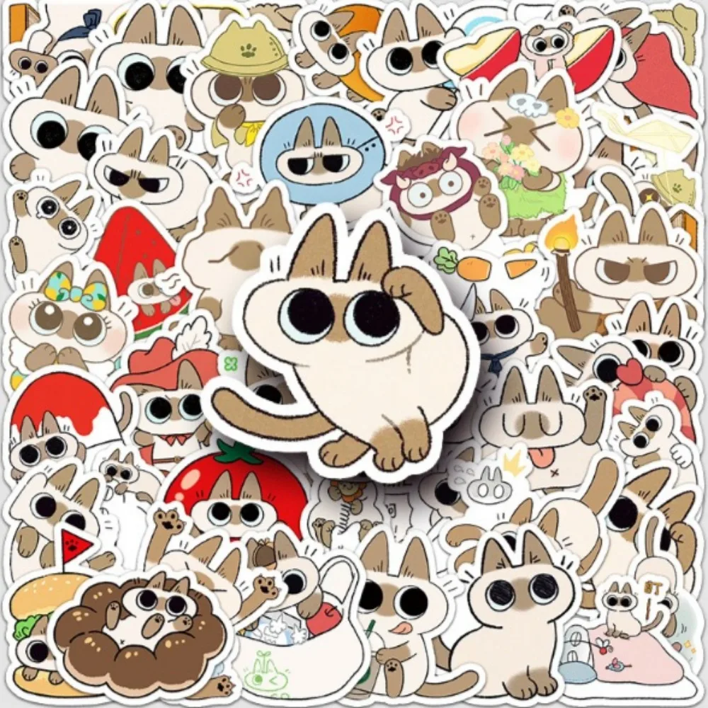 10/50Pcs Kawaii Siamese Cat Graffiti Stickers Cartoon Style Decals Scrapbooking Suitcase Guitar Notebook Decoration Diy Toy Gift