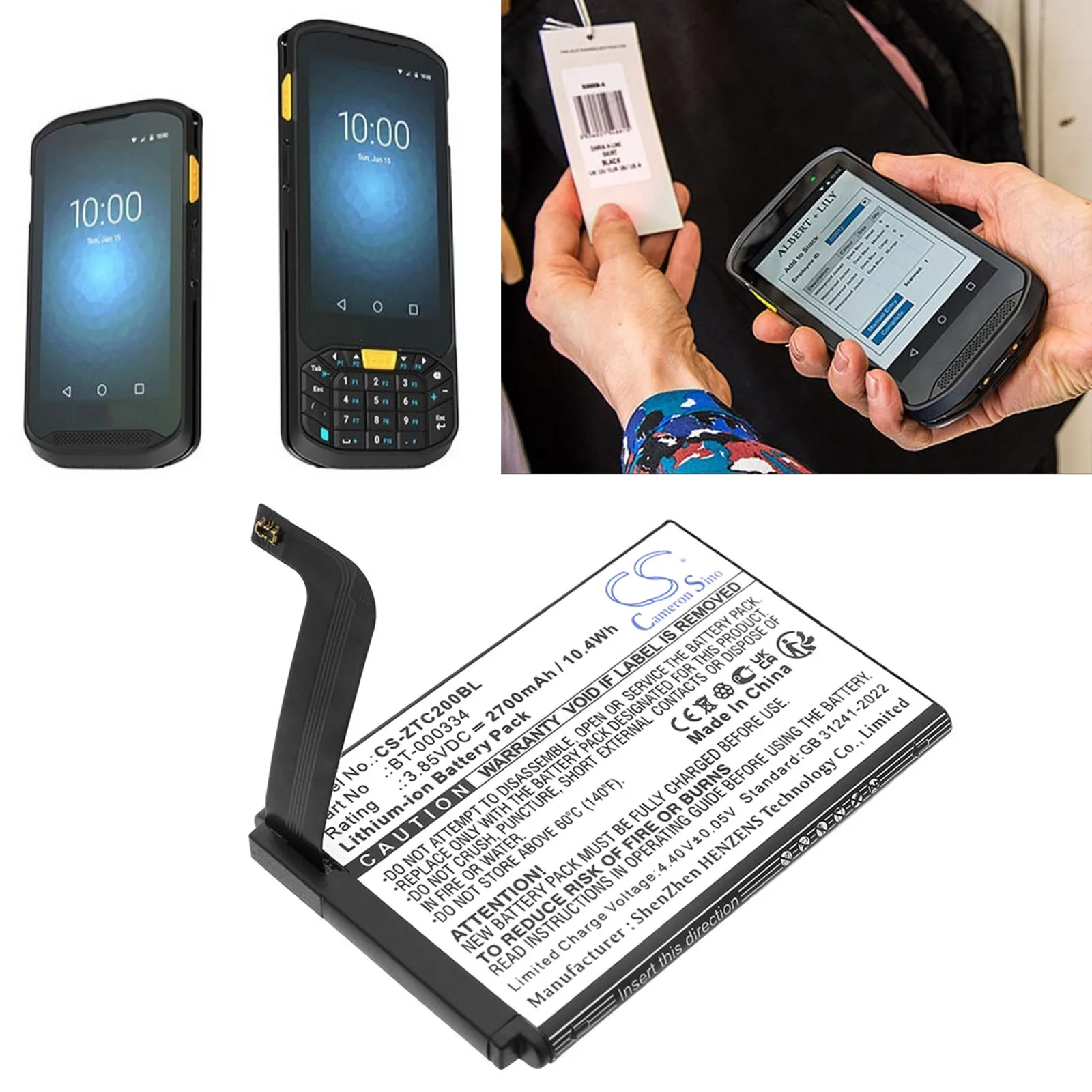 3.85V 2700mAh Barcode Scanner Battery BT-000334 BT-000334-1 BTRY-TC2X-INT1-01 for Zebra TC20 TC25 TC200J +TOOL