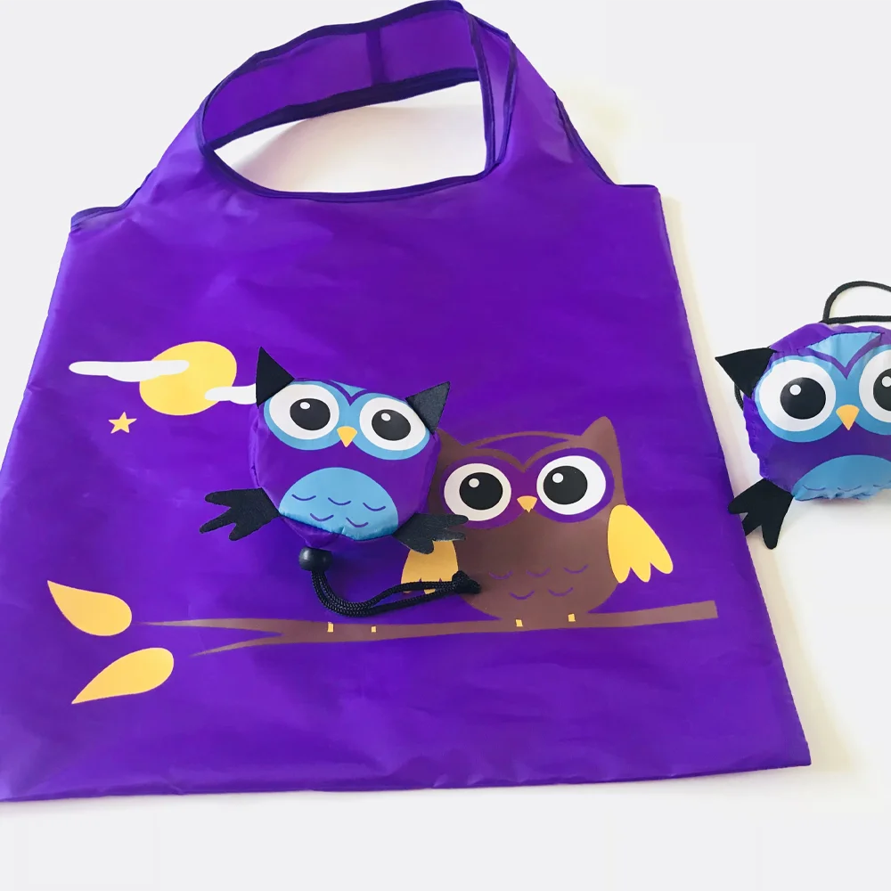 

Складная сумка для покупок из переработанного полиэстера с милой совой, дешевая сумка, многоразовая прочная подарочная сумка для продуктов и рекламы