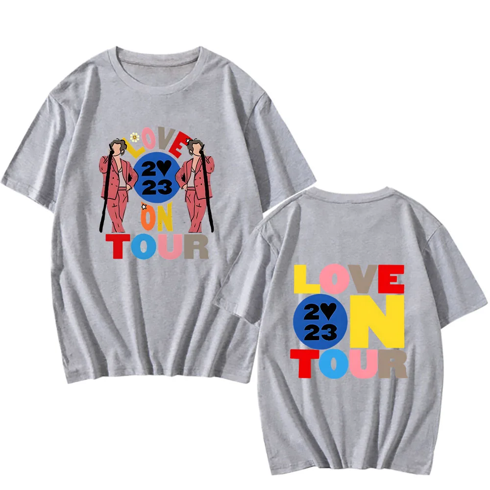 Harrys House Love on Tour Men Clothing Creative Printing Casual Loose Round Neck Summer Short Sleeve Simple Tops Teenage Tide image 6