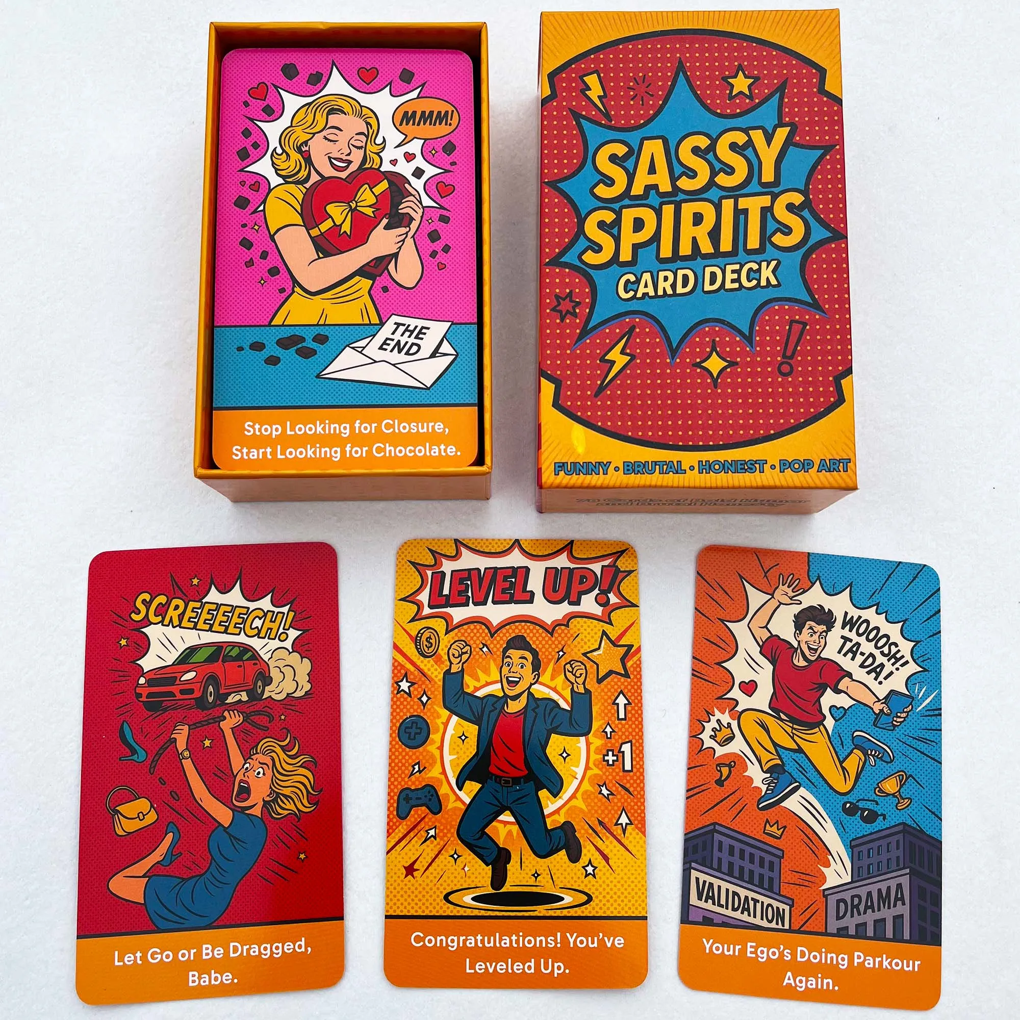 78 بطاقة على سطح السفينة، مجموعة بطاقات Sassy Spirits Oracle، بطاقات العرافة المضحكة، تتضمن نمطًا فنيًا عصريًا ومضحكًا، #2