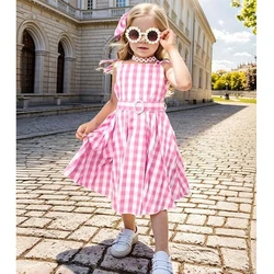 Halloween Costume Girl Pink Plaid	Princess Dress Girls Movies Dress+Bow Clip 2pcs Cosplay Dress Birthday Carnival Party Gowns