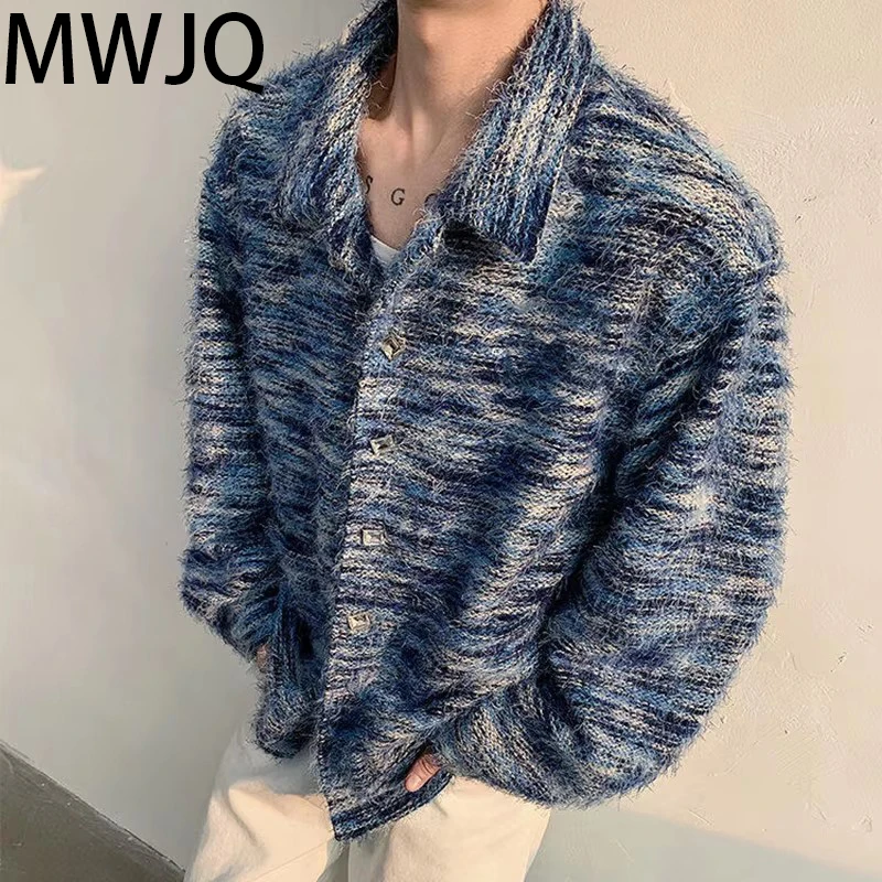 MWJQ Mixture Color Button Design Men's Jacket 2025 Spring Lapel Shoulder Pad High Street Male Fashion Loose Tops 010031