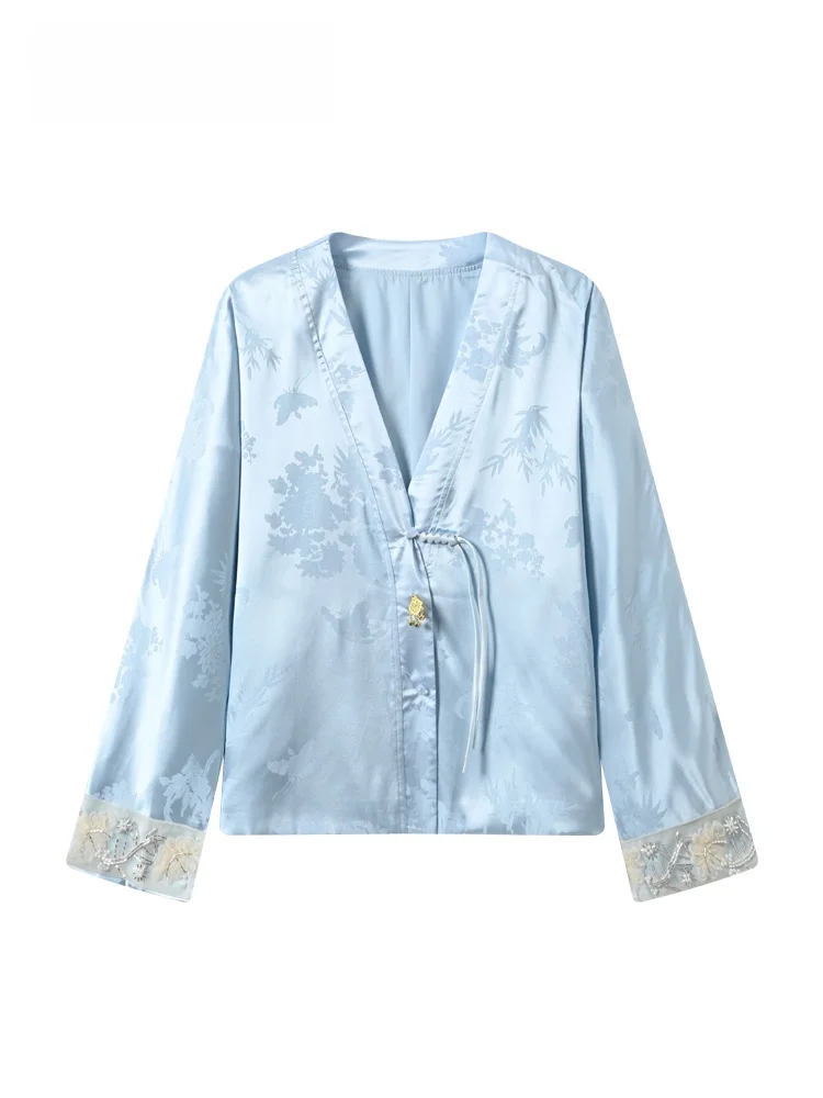 

New Chinese Sle Long Sve Women's Jaet plus Size Faionable Spring Top for Plump Sister Ele National Sle