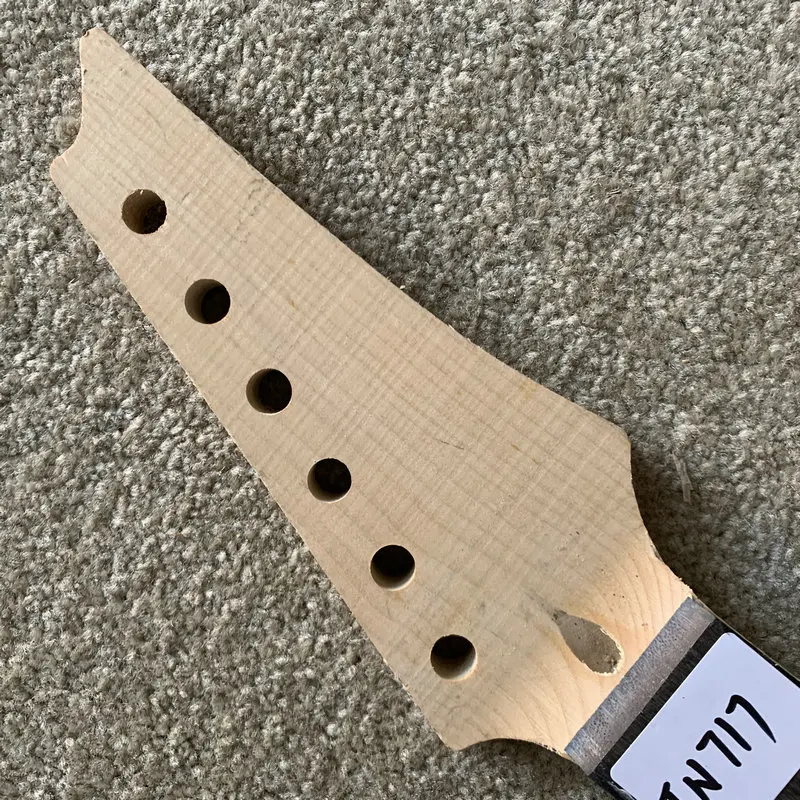 IN717 Custom Order Semi Finishing Electric Guitar Neck No Frets Canadian Maple+Rosewood Wood for Tremolo Guitar DIY Replace