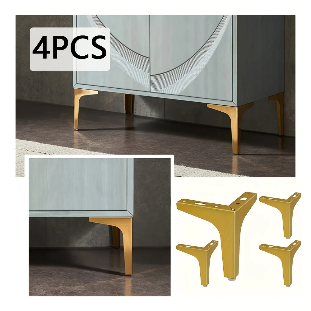 4pcs 10/13cm Golden Replacement Metal Furniture Legs DIY for Sofa Vanity Desk Bathroom Cabinet Hardware Legs