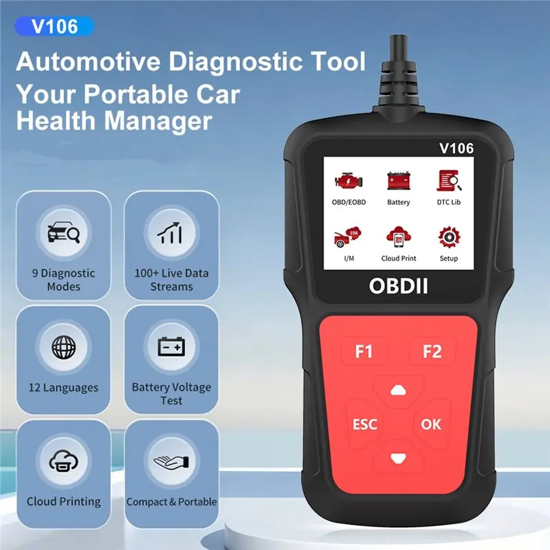 A58X-V106 OBD2 Vehicle Scanner Professional Grade Multilingual Support Car Diagnostic Tool