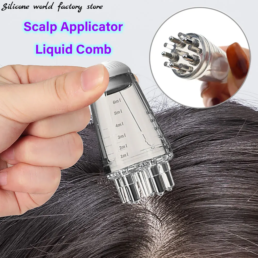 Siliconen World Portable Scalp Applicator Head Massager Roller Ball Brush 6ML Hair Essential Oil Liquid Applicator Massage Comb